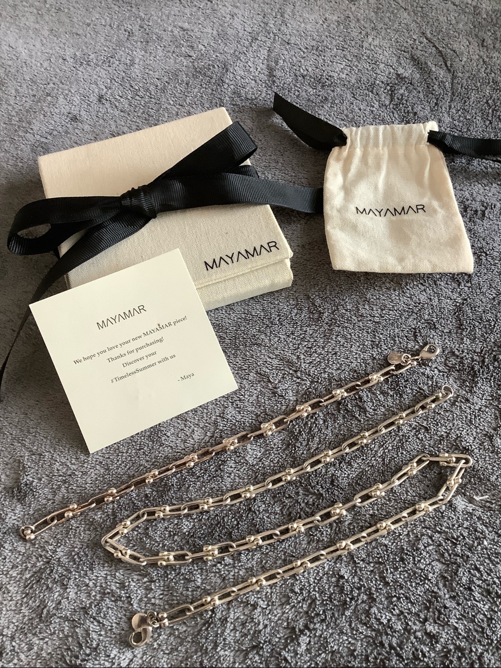 NIB Mayamar necklace and bracelet horseshoe link with box and dust bag